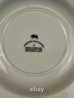 6 Johnson Brothers OLD BRITAIN CASTLES BLUE 8 3/4 Rim Soup Bowls England MINT