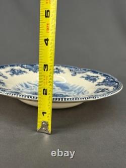 6 Johnson Brothers OLD BRITAIN CASTLES BLUE 8 3/4 Rim Soup Bowls England MINT