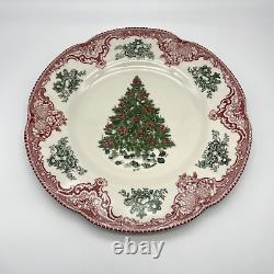 6 Johnson Brothers Old Britain Castles Pink Green Christmas Tree Salad Plates