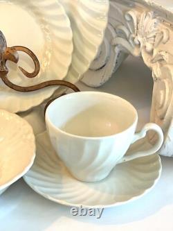 6 Johnson Brothers Regency White Swirl 6 Piece Place Setting Ironstone England