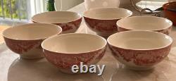 6 Pc Johnson Bros Old Britain Castles Pink Oatmeal Bowls