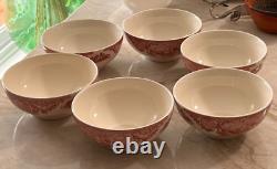 6 Pc Johnson Bros Old Britain Castles Pink Oatmeal Bowls