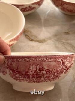6 Pc Johnson Bros Old Britain Castles Pink Oatmeal Bowls