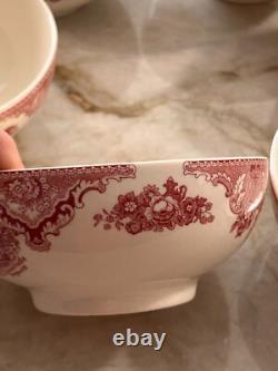 6 Pc Johnson Bros Old Britain Castles Pink Oatmeal Bowls