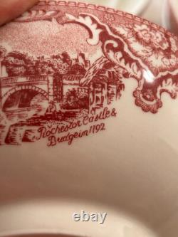 6 Pc Johnson Bros Old Britain Castles Pink Oatmeal Bowls