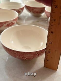 6 Pc Johnson Bros Old Britain Castles Pink Oatmeal Bowls