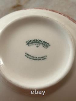 6 Pc Johnson Bros Old Britain Castles Pink Oatmeal Bowls