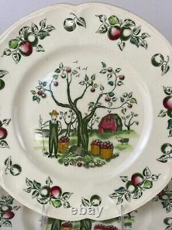 6 Rare Johnson Brothers APPLE HARVEST 10 1/4 Dinner Plates