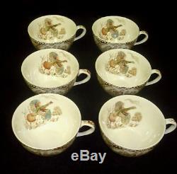 6 Sets Johnson Brothers WILD TURKEYS NATIVE AMERICAN Windsor Ware Cup & Saucers