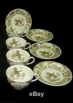 6 Sets Johnson Brothers WILD TURKEYS NATIVE AMERICAN Windsor Ware Cup & Saucers