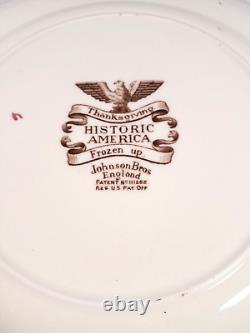 6 Vintage Johnson Brothers Historic America Thanksgiving Bone China 10.5 Plates