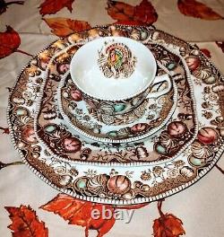 6pc Vintage Johnson Bros His Majesty Dinnerware Set with Turkey Motif