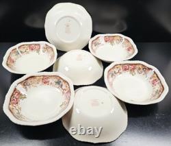 7 Johnson Brothers Devonshire Brown Multicolor Square Soup Bowls Set Floral Lot