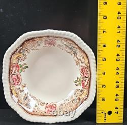 7 Johnson Brothers Devonshire Brown Multicolor Square Soup Bowls Set Floral Lot