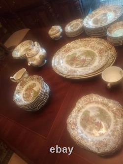 85 Pcs Set Of Johnson Bros Mill Stream China Set Excellent Condition