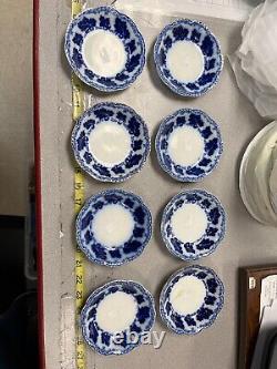 8 ANTIQUE JOHNSON BROTHERS Fruit Dessert Sauce Bowls NORMANDY FLOW BLUE