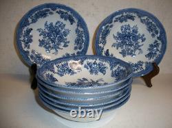 (8) Johnson BrosASIATIC PHEASANT6.5 Cereal Bowls Blue & White