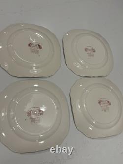 8 Johnson Bros England Pink Rose Chintz Square Salad Plates Off-Set Saucer 7.75