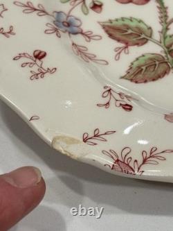 8 Johnson Bros England Pink Rose Chintz Square Salad Plates Off-Set Saucer 7.75