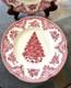 8 Johnson Bros Old Britain Castles Pink Christmas Tree Salad Plates, 7 7/8- Euc