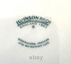 8 Johnson Bros Old Britain Castles Pink Christmas Tree Salad Plates, 7 7/8- EUC