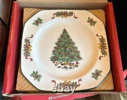 8 Johnson Bros. Victorian Christmas Square Salad Plates (NIB)