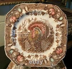 8 Johnson Brothers 7 3/8 His Majesty Turkey Salad Plates Made in England MINT