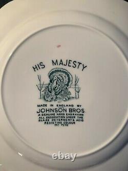 8 Johnson Brothers 7 3/8 His Majesty Turkey Salad Plates Made in England MINT