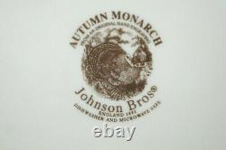 8 Johnson Brothers AUTUMN MONARCH TURKEY Dinner Plates 10-1/2 MINT
