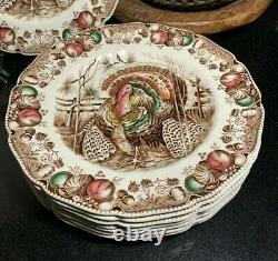 8 Johnson Brothers His Majesty 10 1/2 Turkey Plates Made in England Old Mark