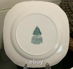 8 Johnson Brothers Merry Christmas 7 1/2 Square Salad Plates England Pristine