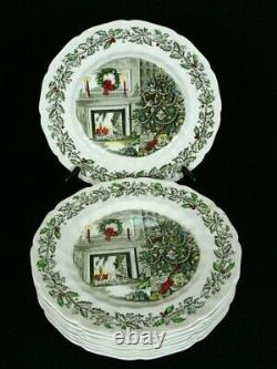 8 Johnson Brothers Merry Christmas Scalloped Dinner Plates 10-5/8