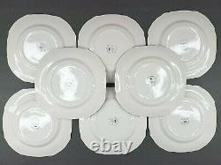 8 Johnson Brothers Richmond White Square Salad Plates Set 7.5 Embossed Ceramic