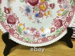 8 Johnson Brothers Winchester Pink 9 7/8 Dinner Plates Flowers Rope Edge