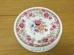 8 Johnson Brothers Winchester Pink 9 7/8 Dinner Plates Flowers Rope Edge