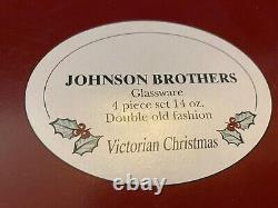 8 Pcs NIB Johnson Brothers VICTORIAN CHRISTMAS 4 Mugs & 4 Double Old Fashions