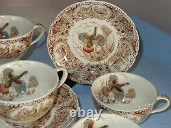 8 Sets Johnson Brothers Windsor Ware Wild Turkeys Native American Cup & Saucers