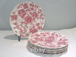 8 Vintage Johnson Brothers Red English Chippendale Dinner Plates