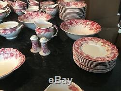 91 Piece Vintage Strawberry Fair China Johnson Brothers 12 Place Settings Plus