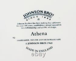 (9) Johnson Bros Athena Ironstone England White Dinner Plates 10 3/4