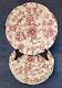 9 Johnson Bros English Chippendale Red Dinner 10 Plate Tranferware S-1i