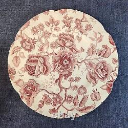 9 Johnson Bros English Chippendale Red Dinner 10 Plate Tranferware s-1I