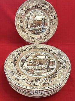 9 Johnson Bros. Historic America Thanksgiving Frozen Up 10.5 Dinner Plates