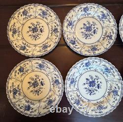 9 Johnson Bros Indies Blue & White Made in England Dinner Plates 9 1/2 VTG