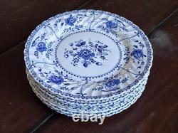 9 Johnson Bros Indies Blue & White Made in England Dinner Plates 9 1/2 VTG