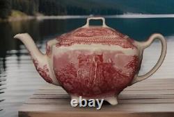9 Pc Tea Pot Set Johnson Bros OLD BRITAIN CASTLES 4 Cups 4 Saucers England EUC