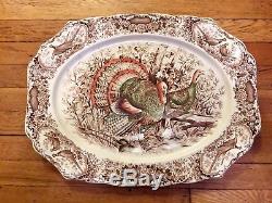 AMAZING Large Johnson Bros. England Thanksgiving WILD TURKEYS Serving Platter