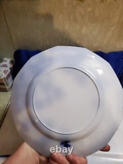 ANTIQUE 5pc FLOW BLUE CIR 1900 JOHNSON BROS ENG KENWORTH PTRN DINNER PLATES