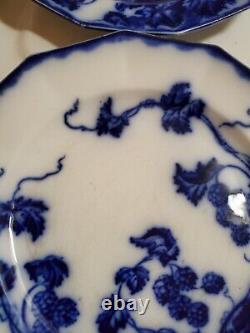 ANTIQUE 6pc FLOW BLUE CIR 1900 JOHNSON BROS ENG KENWORTH PTRN BREAD PLATES