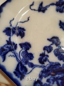 ANTIQUE 6pc FLOW BLUE CIR 1900 JOHNSON BROS ENG KENWORTH PTRN BREAD PLATES